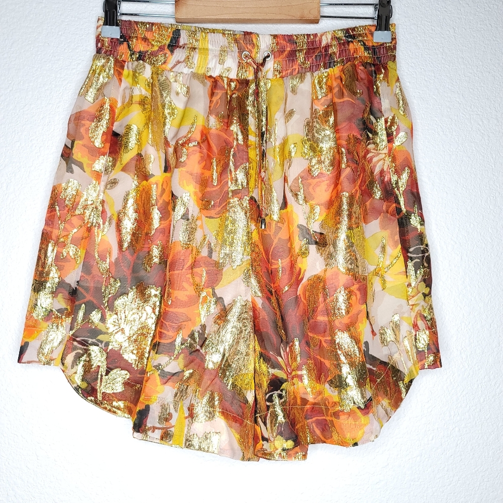Topshop Metallic Jacquard Shorts - Picture 2 of 7